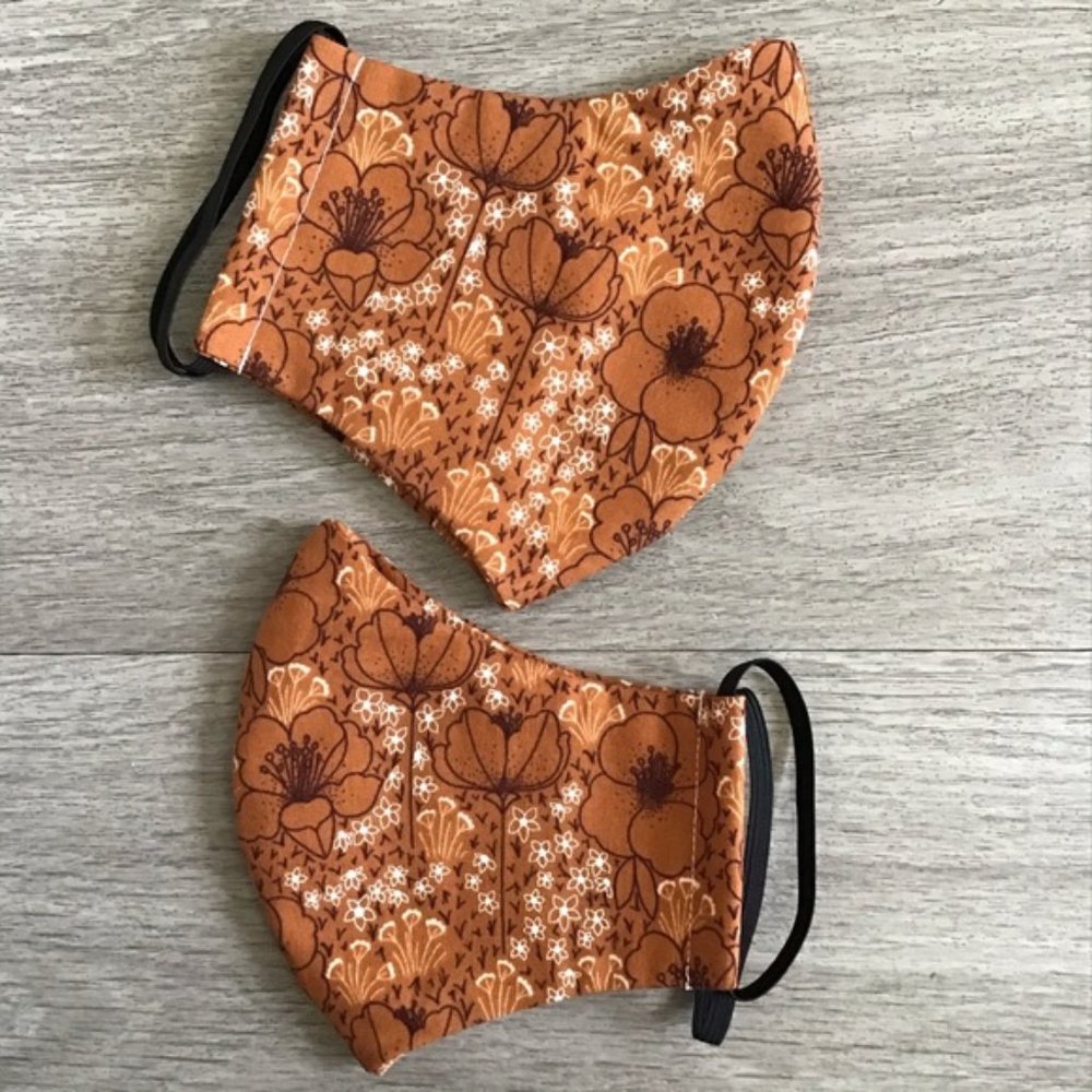 Copper Floral Face Mask - Picture 1 of 5